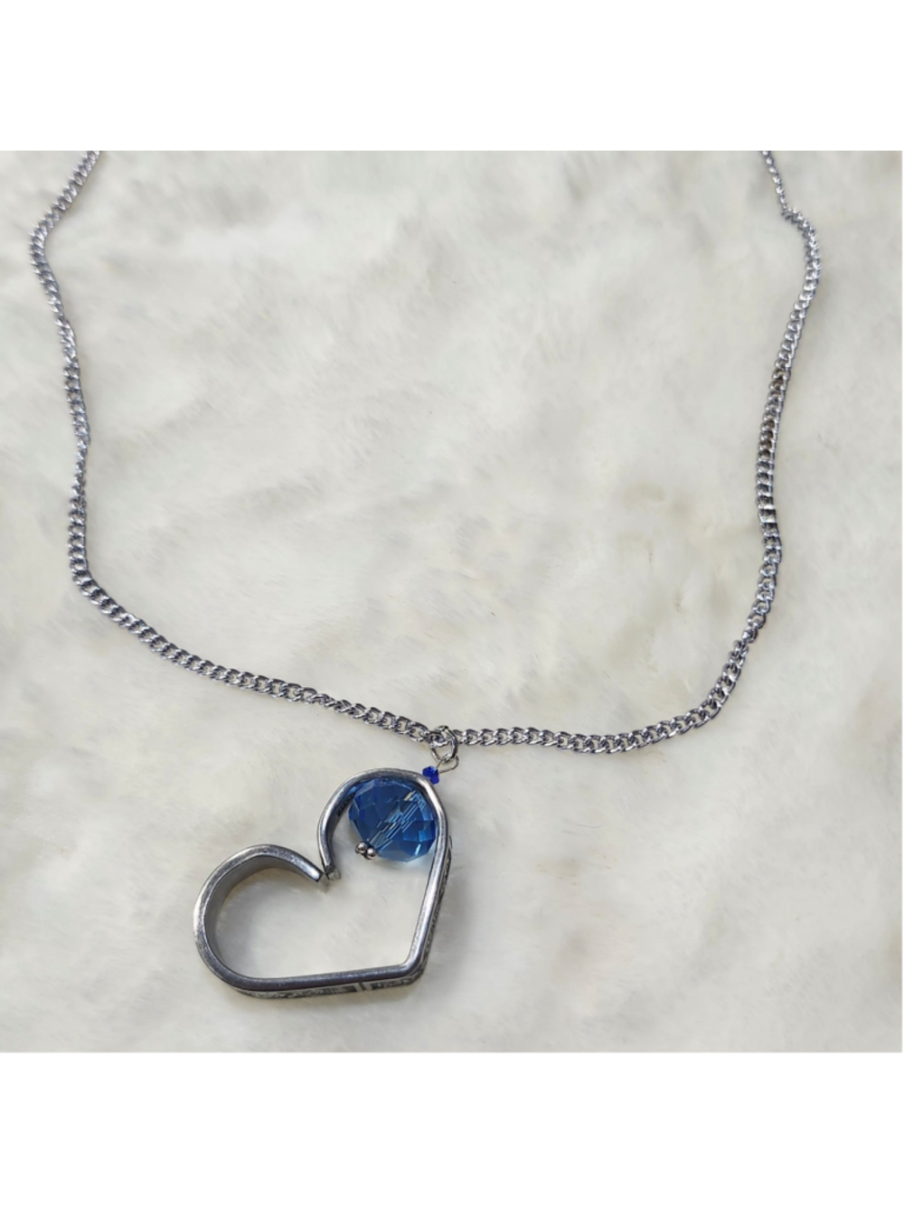 Heart Pendant Necklace Handmade Spoon handle Pendant W/bead